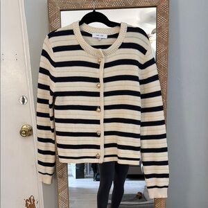 John + Jenn Navy and Cream Striped Cardigan